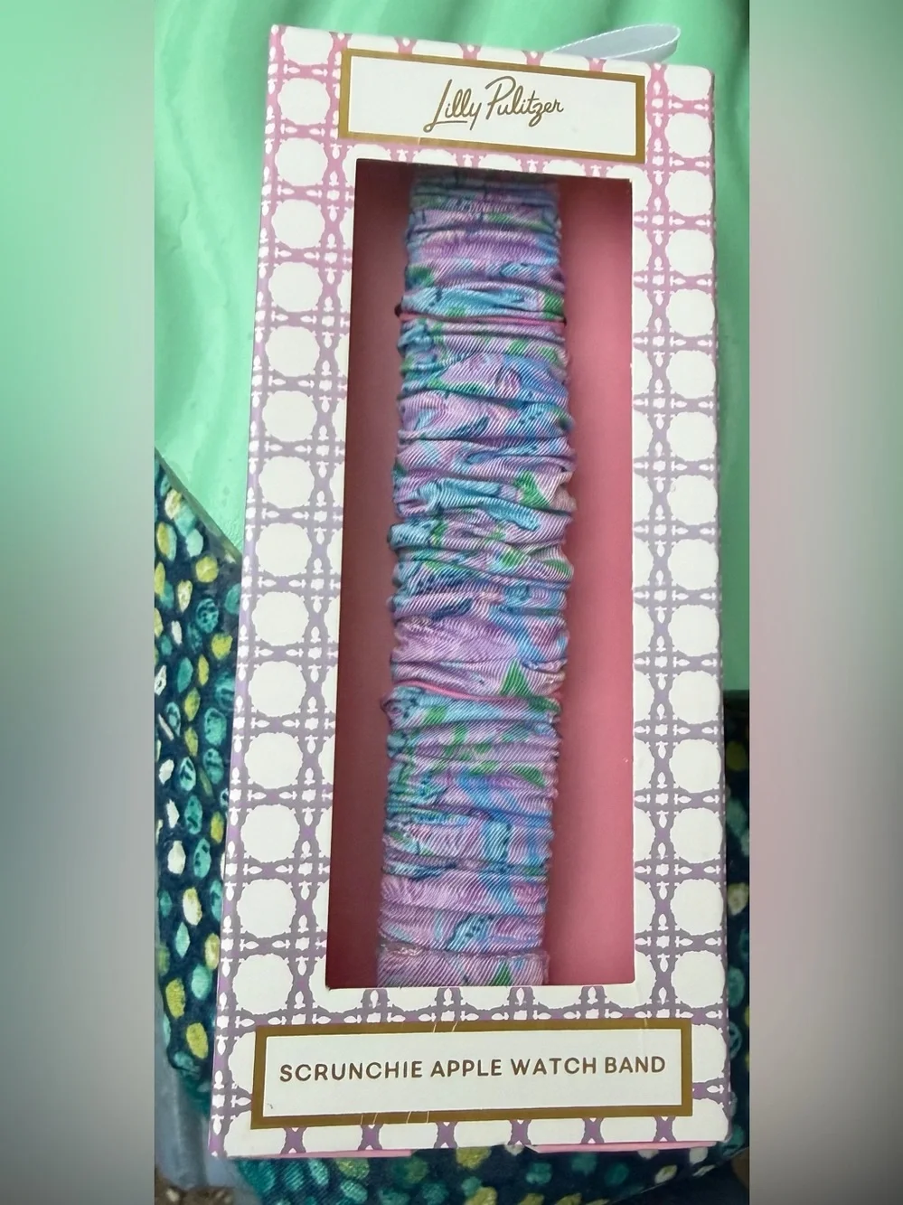 NIB~ Lilly Pulitzer Pastel Purple Floral Scrunchie Apple Watch Band